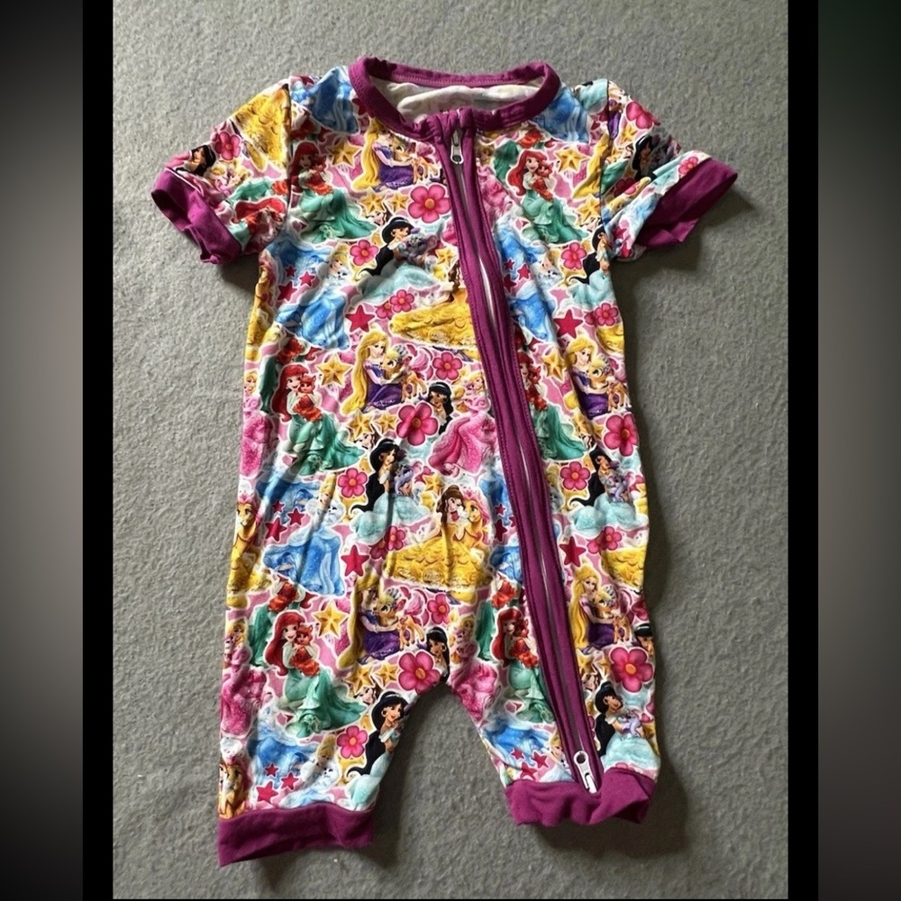 Unbranded Bamboo Shortie Romper Baby Girls 6-12 Months Princess Belle Ariel Exc.